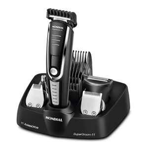 Aparador de Pelos Super Groom 11 Mondial Preto e Prata 5W BG-05