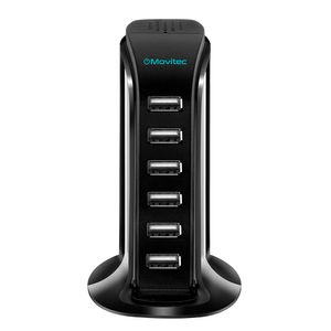 HUB Carregador 6 portas USB MOVITEC Preto HB-01