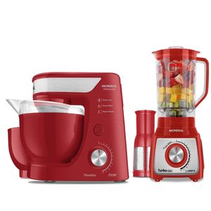 Conjunto Especial Mondial Vermelho e Inox BP-01P-R 700W  e  L-1200 RI 1200W KT-111