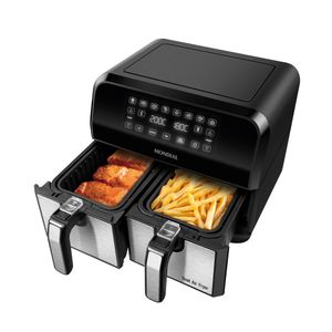 Fritadeira Air Fryer Dual Duplo Cesto 8L Mondial Preto e Inox0W AFD-01-BI